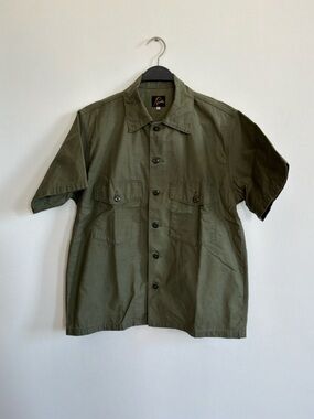 Needles Olive Green Short-Sleeve Military Field Shirt